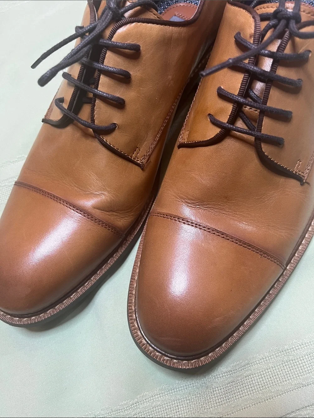 Vince Camuto Men's Brown Leather Cap-Toe Oxfords